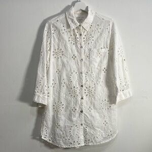 Karyn Seo Eyelet Cotton Top Hand Made Small Resort Lightweight